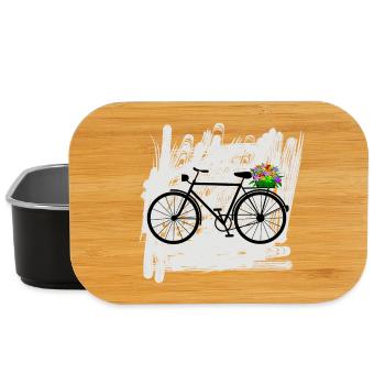bicycle flowers cyclist - Lunch Box - black - Front