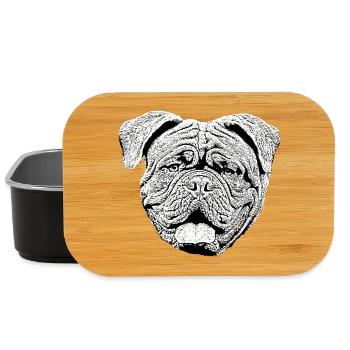 Dogge Bulldogge Bordeaux Dogge Hundekopf - Lunch Box - Schwarz - Vorne