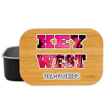 Key West Florida Palm Trees Holiday Souvenir Reminder - Lunch Box - black - Front
