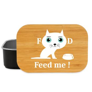 Cute White Cat - Lunch Box - black - Front