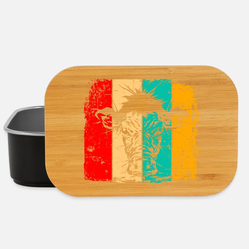 Kuh retro - Lunch Box - Schwarz