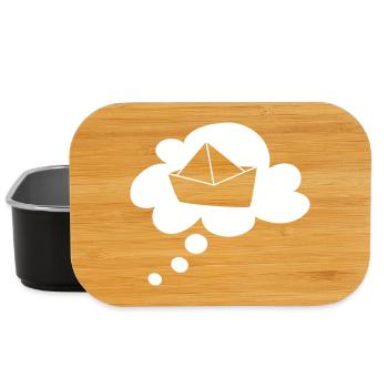 Paper Boat Cloud Thought Bubble Speech Bubble Holiday - Lunch Box - black - Front