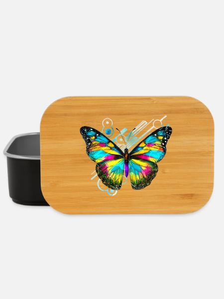 Abstract Rainbow Butterfly - Lunch Box - black