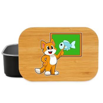 École du professeur chat pointant des bâtons - Boîte à goûter - noir - Devant