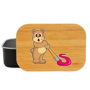 Bear Painter Brush Painting - Lunch Box - black - Front