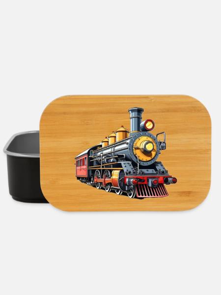 Steam Train Cartoon Nostalgia - Lunch Box - black