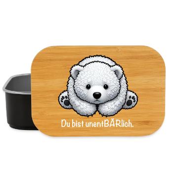 Du Bist UnentBÄRlich – Cartoon Bär Süß Niedlich - Lunch Box - Schwarz - Vorne