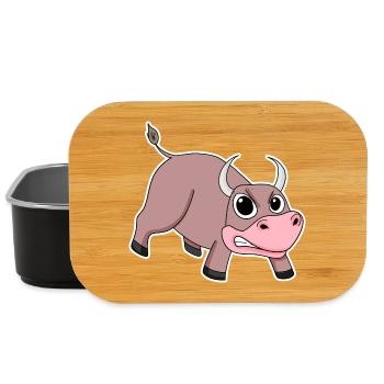 Bull Animal Motif Kids - Lunch Box - black - Front