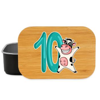 10ème anniversaire motif vache - dix - 10 ans - Boîte à goûter - noir - Devant