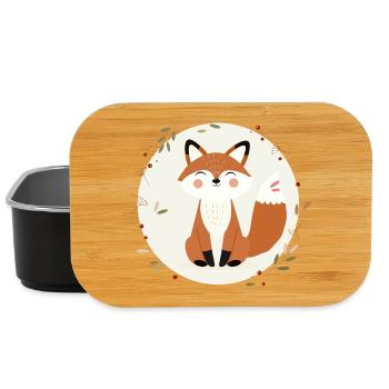Renard souriant - Illustration ludique de la nature - Boîte à goûter - noir - Devant