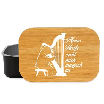 Meine Harfe zieht mich magisch an - Harfe Bär - Lunch Box - Schwarz - Vorne