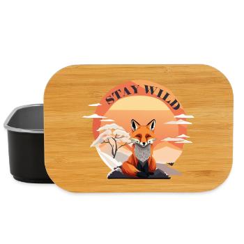 Meditating fox with the inscription Stay Wild - Lunch Box - black - Front