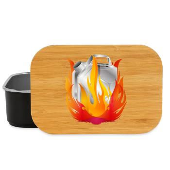 Burning chrome gasoline canister in retro style - Lunch Box - black - Front