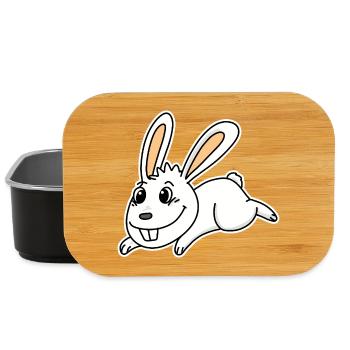 Mignon lapin illustration lapin blanc - Boîte à goûter - noir - Devant