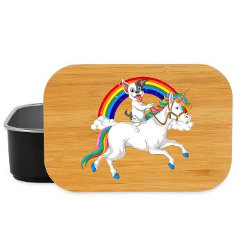 Französische Bulldogge Reiten Einhorn - Lunch Box - Schwarz - Vorne
