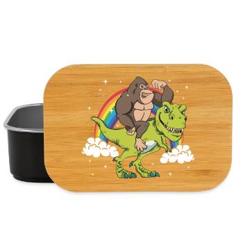 Tyrannosaure T-Rex Dinosaure Singe Gorille Arc-en-ciel - Boîte à goûter - noir - Devant