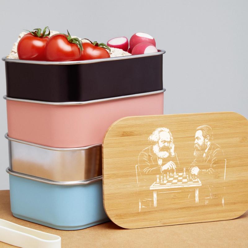 Karl Marx e Friedrich Engels giocano a scacchi Portapranzo