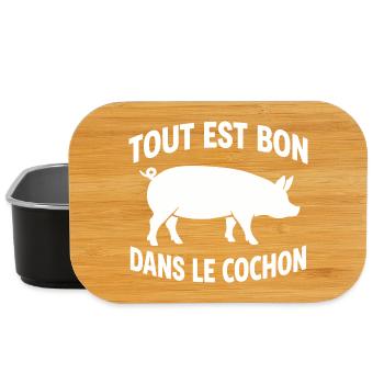 Tout est bon dans le cochon humour cuisine bbq - Boîte à goûter - noir - Devant