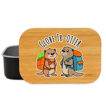 Zwei niedliche Backpacker Otter auf Weltreise - Lunch Box - Schwarz - Vorne