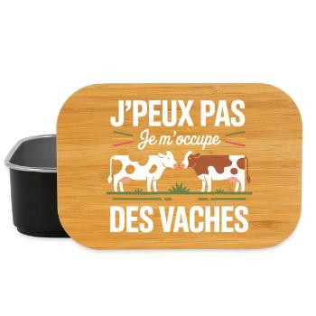 J’peux pas je m’occupe des vaches humour campagne - Boîte à goûter - noir - Devant