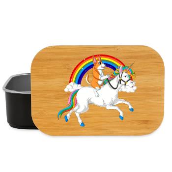Corgi reitet Einhorn - Lunch Box - Schwarz - Vorne