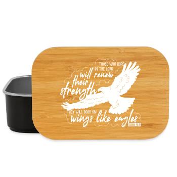 Isaiah 40 31 - soar on wings like eagles Lettering - Lunch Box - black - Front
