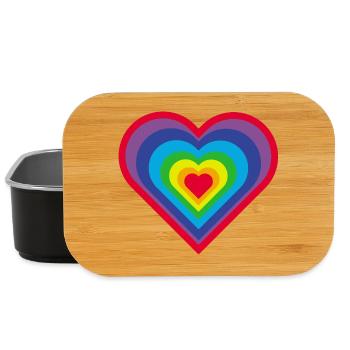 Regenbogen-Herz - Lunch Box - Schwarz - Vorne