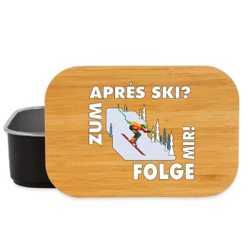 Pour l’après-ski ? Suivez-moi! – Hüttengaudi Spruch - Boîte à goûter - noir - Devant