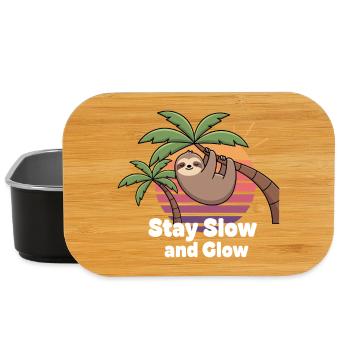 Sloth Sunset Stay Slow and Glow - Lunch Box - black - Front