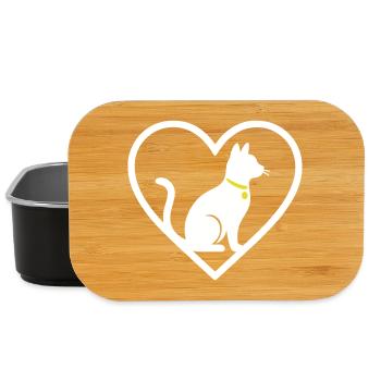 Chat Coeur Silhouette Mignon Cadeau d’Amoureux des Animaux - Boîte à goûter - noir - Devant