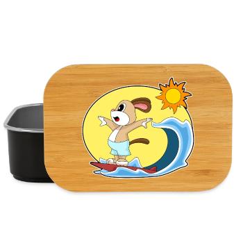 Dog Surfing Surfboard Summer - Lunch Box - black - Front