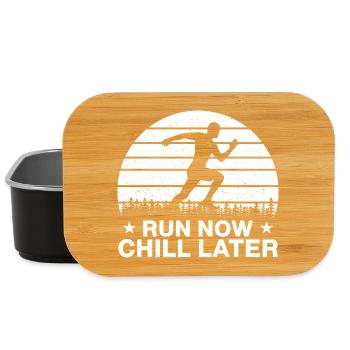 Marathon Running Course Maintenant Chill Plus tard Cadeau de course - Boîte à goûter - noir - Devant