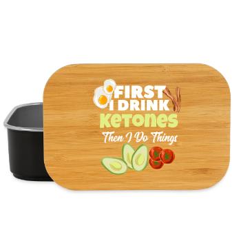 Ketones Keto Diet Avocado Eggs Bacon Healthy Art - Lunch Box - Schwarz - Vorne