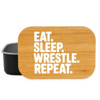 Eat. Sleep. Wrestle. Repeat. - Lunch Box - black - Front