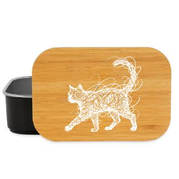 Art de lignes de chat minimaliste en gribouillis japonais - Boîte à goûter - noir - Devant