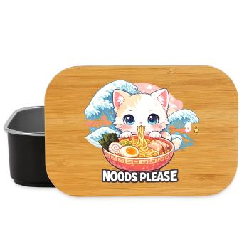 Kawaii Neko Ramen Chat Nouilles Anime - Boîte à goûter - noir - Devant