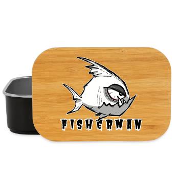 Lustiges Angler Motiv im Cartoon Stil, Fisherman - Lunch Box - Schwarz - Vorne