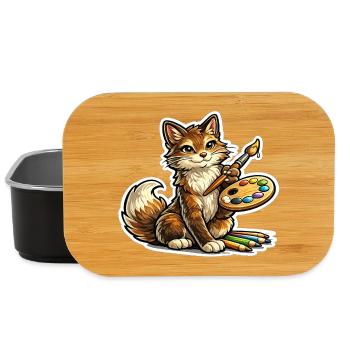 Cat Artist Brush Poetry - Lunch Box - black - Front