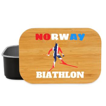 Biathleten-Silhouette mit norwegischer Flagge - Lunch Box - Schwarz - Vorne