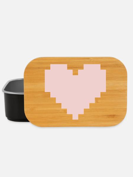 Pixel Pink Heart - Lunch Box - black