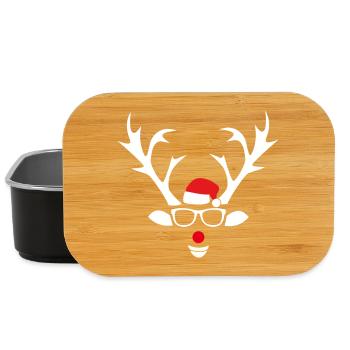 Rentier mit Brille und Santa-Hut - Lunch Box - Schwarz - Vorne