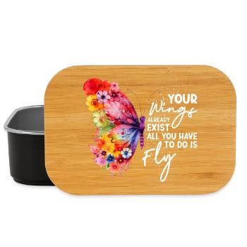 Graphique inspirant de fan papillon - Boîte à goûter - noir - Devant
