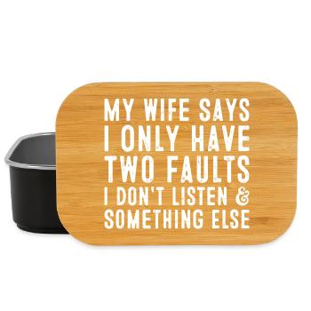 Two Faults Wife Joke Tee - Lunch Box - black - Front