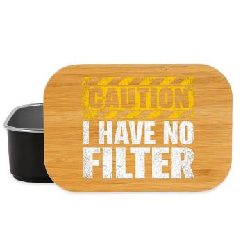 Caution I Have No Filter Sarcasm Irony Humor - Lunch Box - black - Front