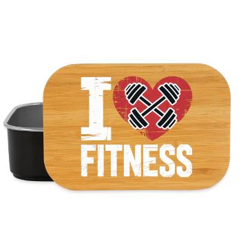 I love fitness heart dumbbell - Lunch Box - black - Front