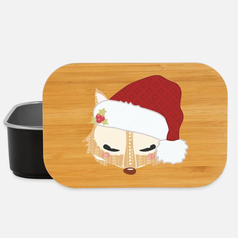Fuchskopf mit Weihnachtsmütze - Lunch Box - Schwarz