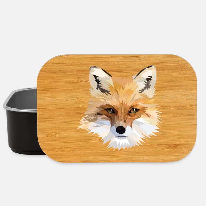 Polygonal Fox Head - Lunch Box - black