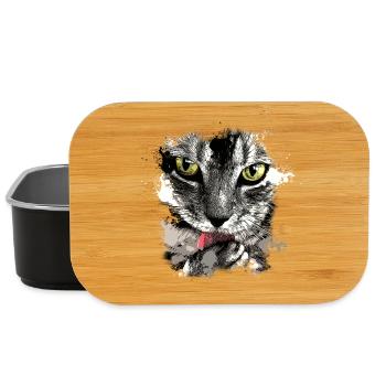 Cooles Katzen Shirt - Lunch Box - Schwarz - Vorne