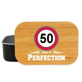 50.Geburtstag , 50 Jahre , Aged to Perfection (25) - Lunch Box - Schwarz - Vorne