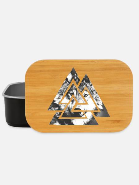 Valknut, symbole d’Odin - Avec Wolf - Boîte à goûter - noir